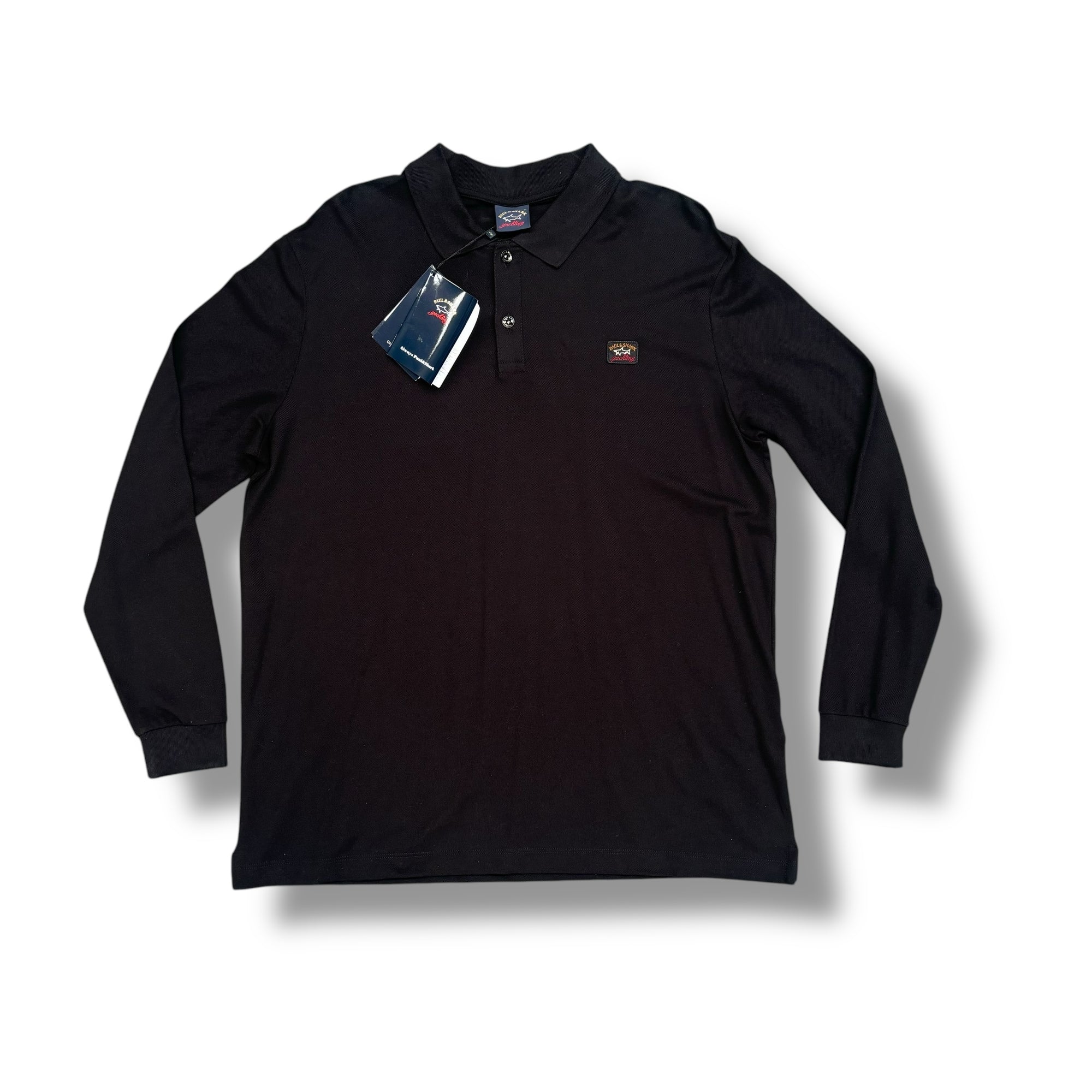 PAUL & SHARK LONG SLEEVED POLO SHIRT BLACK