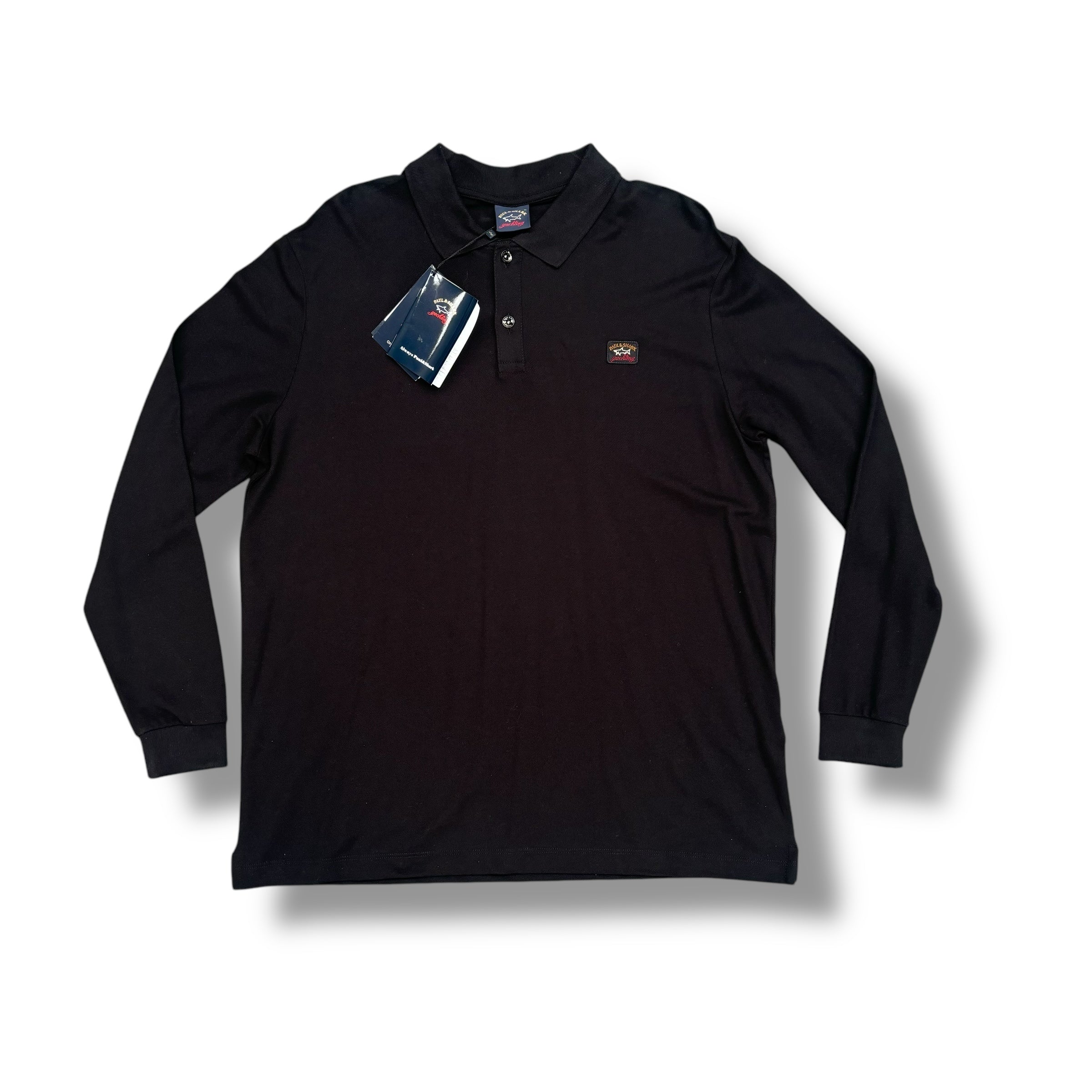 PAUL & SHARK LONG SLEEVED POLO SHIRT BLACK