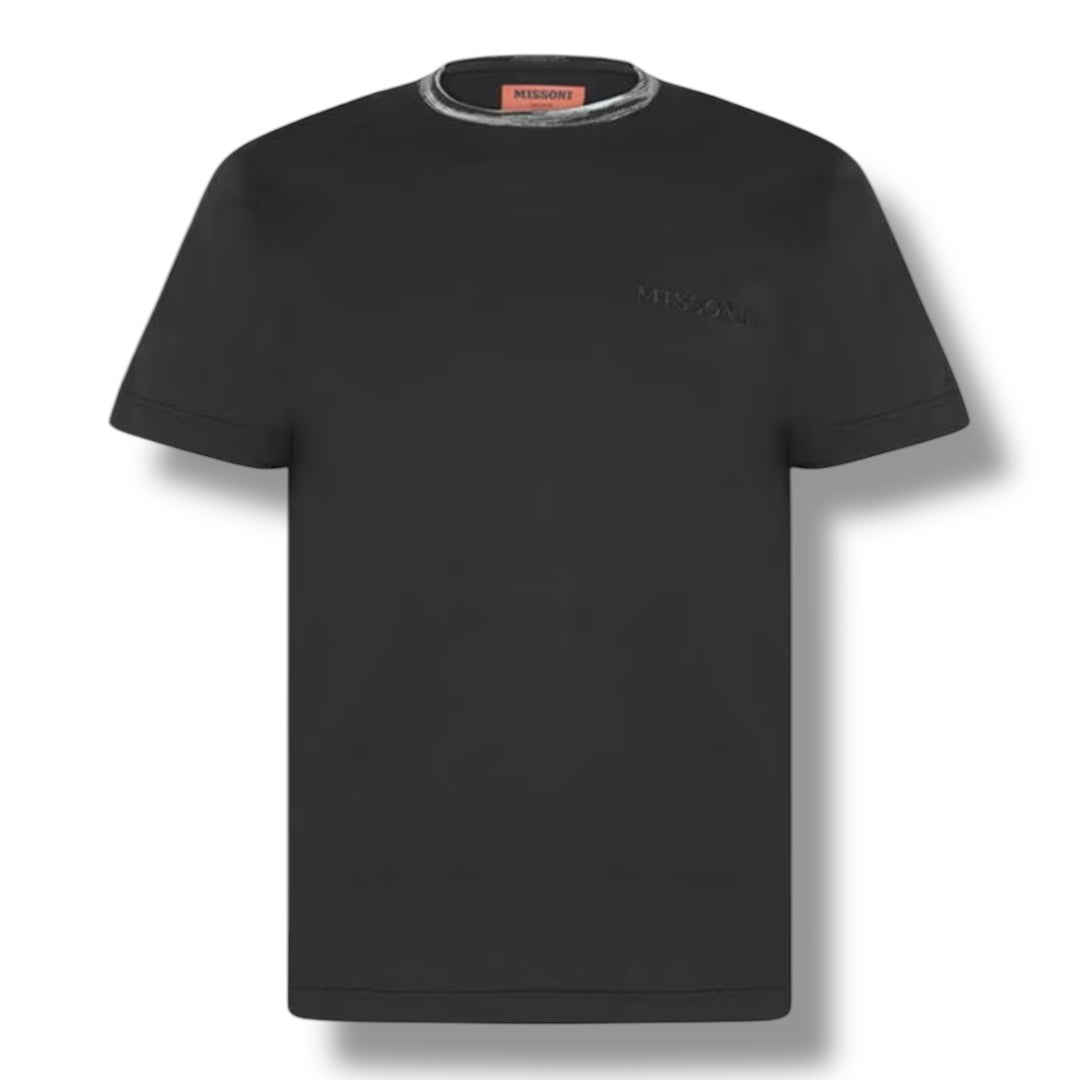 MISSONI SPACE DYE COLLAR T-SHIRT BLACK