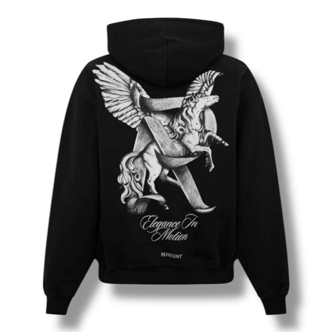REPRESENT ELEGANCE FULL ZIP HOODIE BLACK