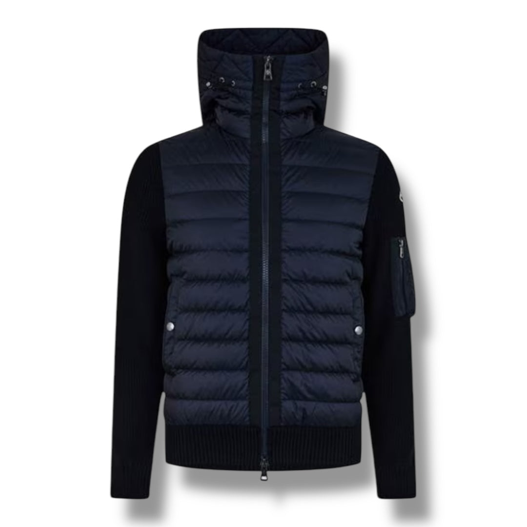 MONCLER PADDED HYBRID HOODED JACKET NAVY BLUE