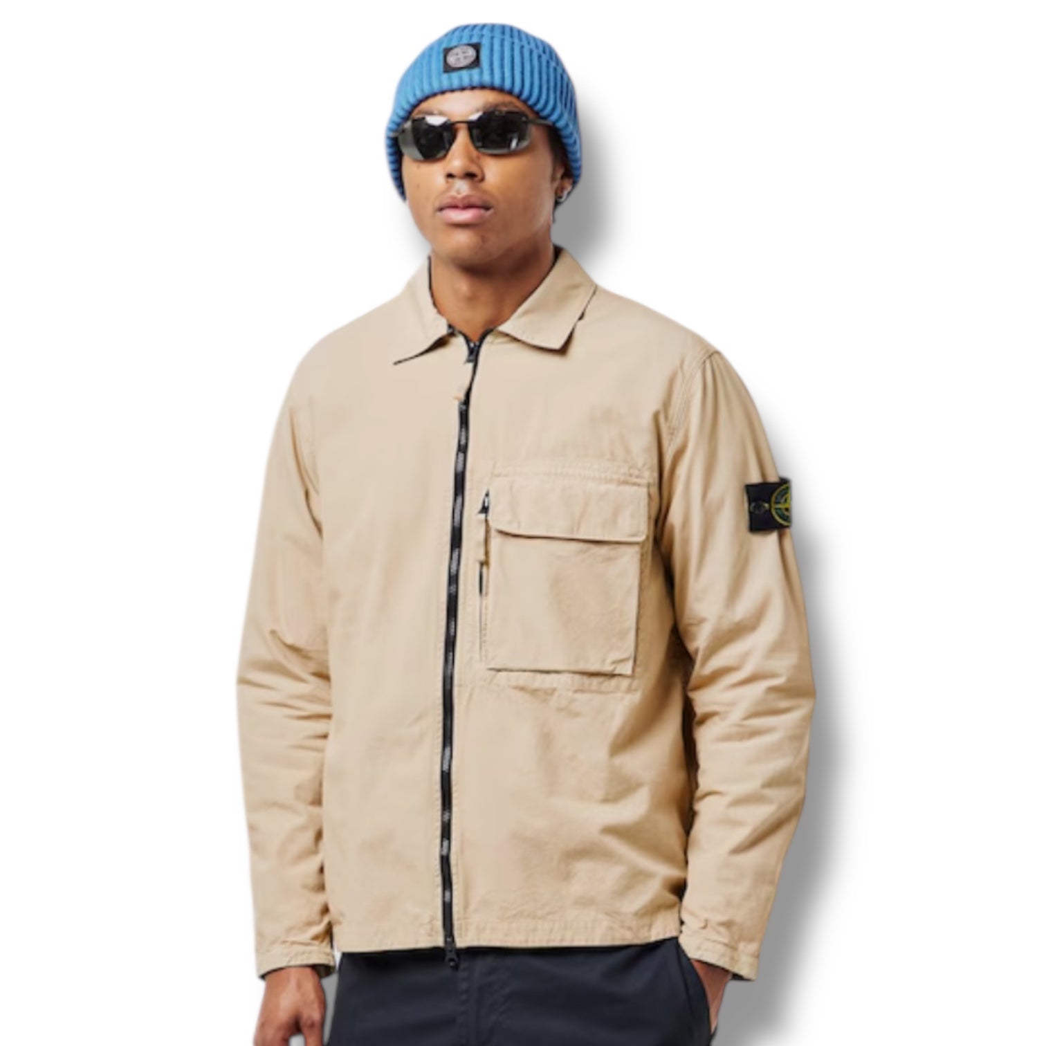 STONE ISLAND ZIP UP OVERSHIRT BEIGE