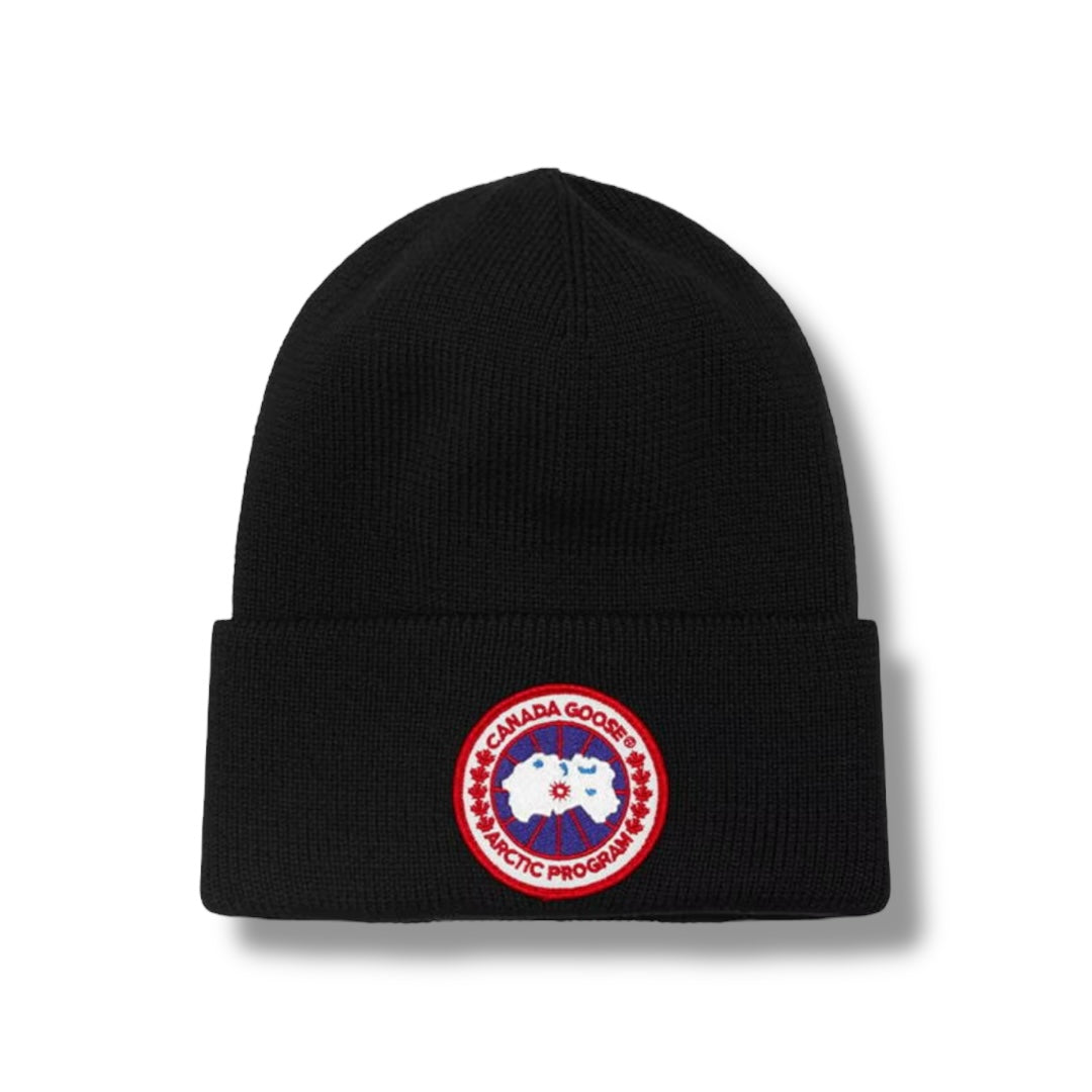 CANADA GOOSE BADGE LOGO BEANIE BLACK