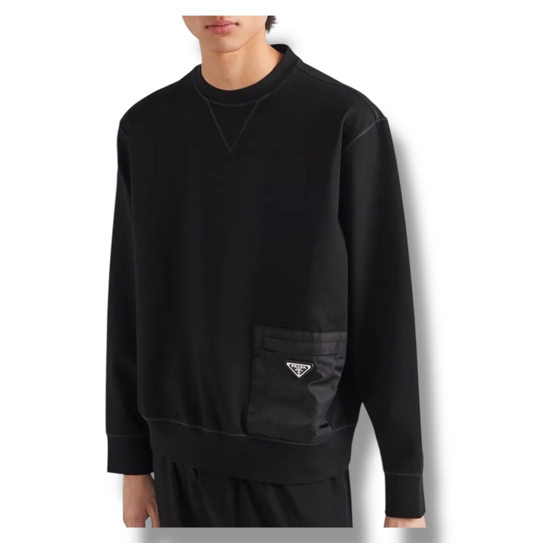 PRADA NYLON POCKET TECH SWEATSHIRT BLACK