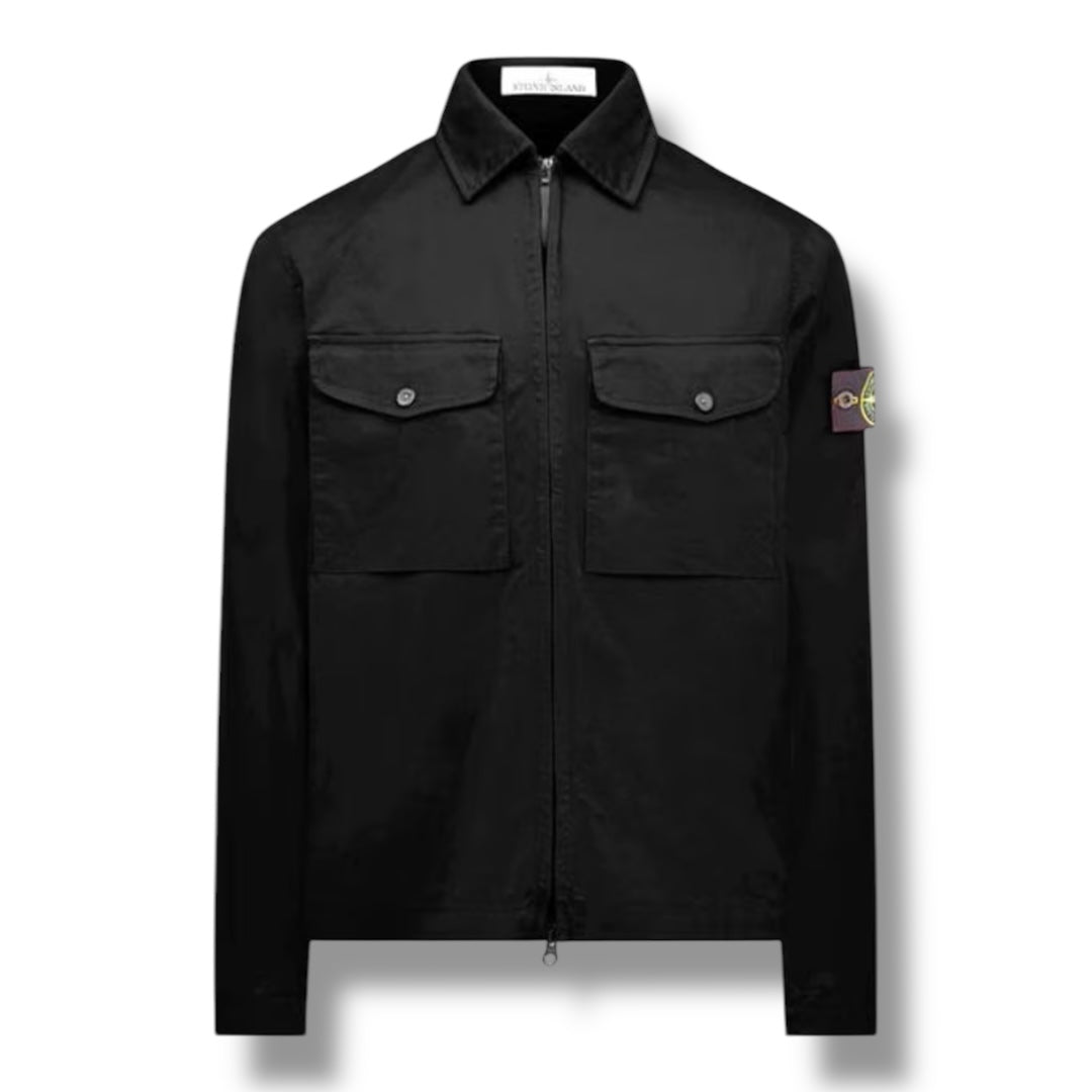 STONE ISLAND STRETCH COTTON OVERSHIRT BLACK