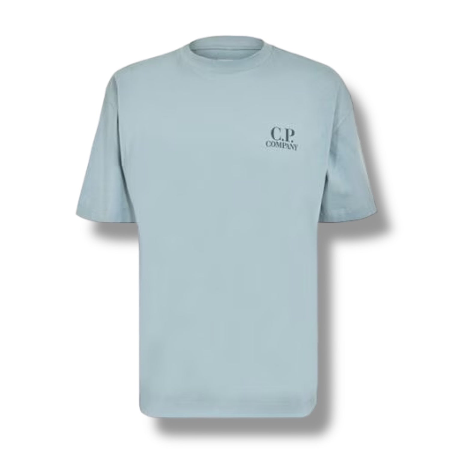 CP COMPANY DOUBLE LOGO T-SHIRT SILVER BLUE