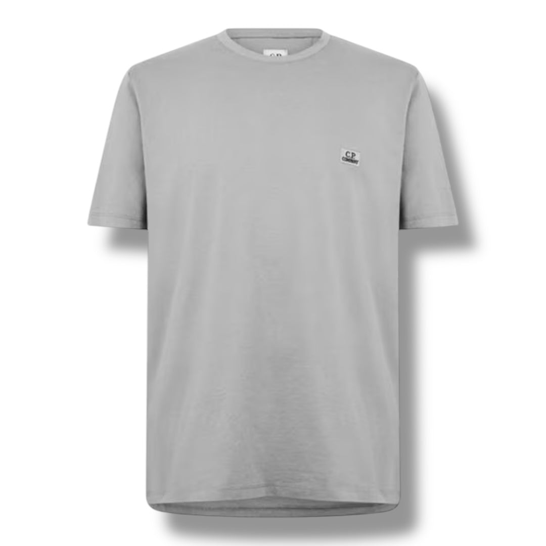 CP COMPANY EMBROIDERED LOGO T-SHIRT DUST GREY