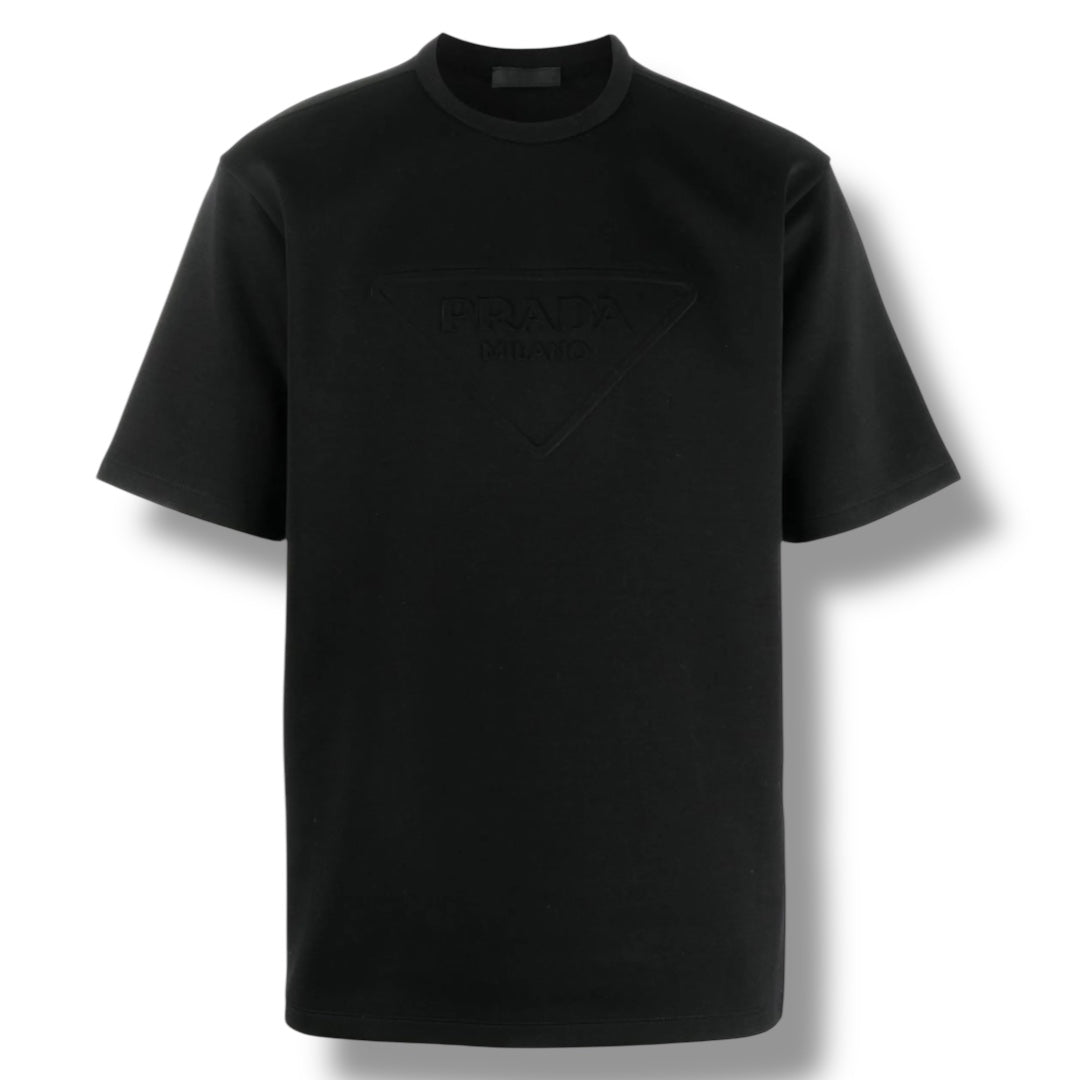 PRADA EMBOSSED TRIANGLE T-SHIRT BLACK