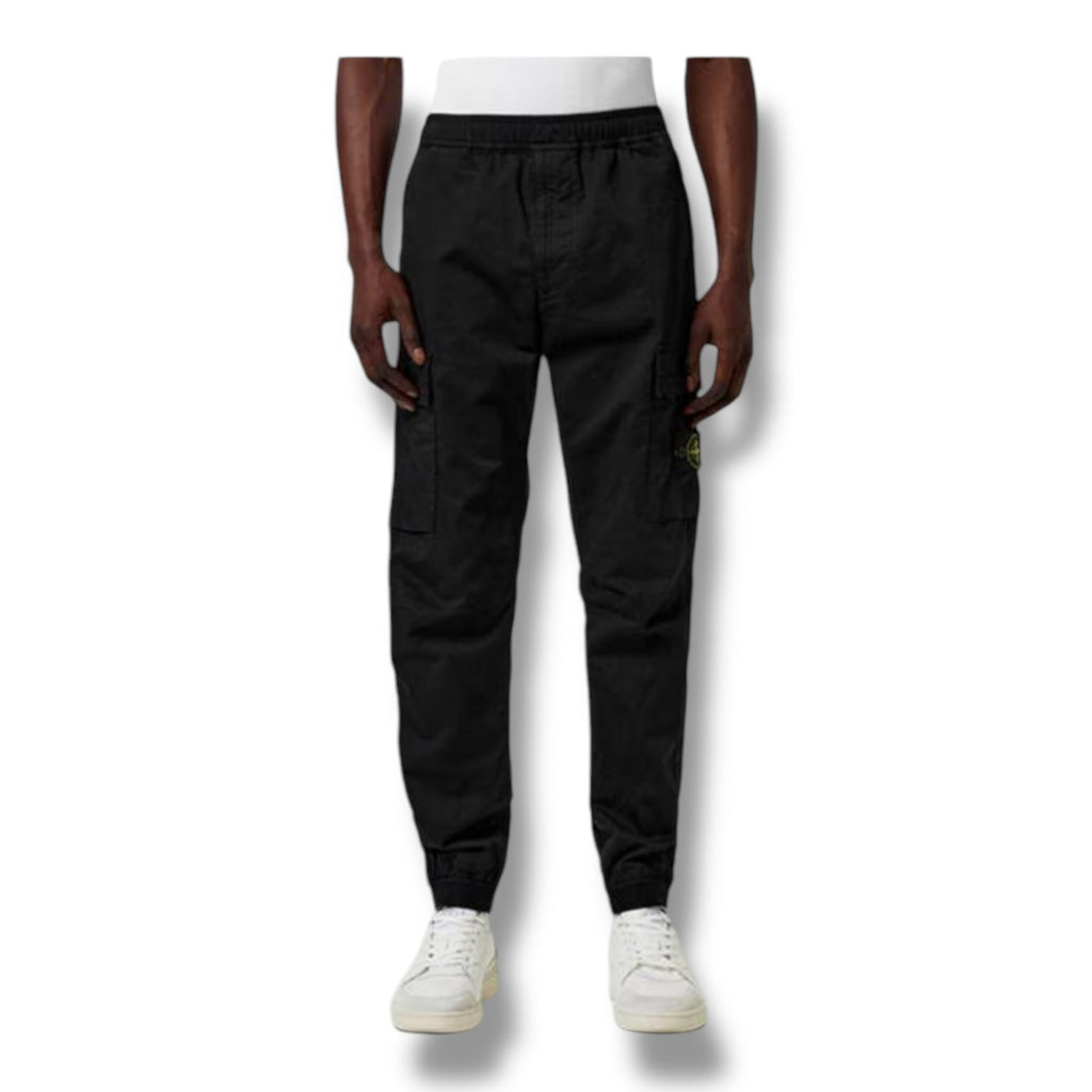 STONE ISLAND RASO CARGO PANTS BLACK