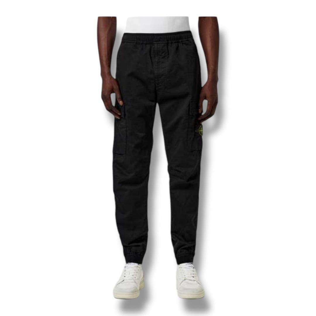 STONE ISLAND RASO CARGO PANTS BLACK