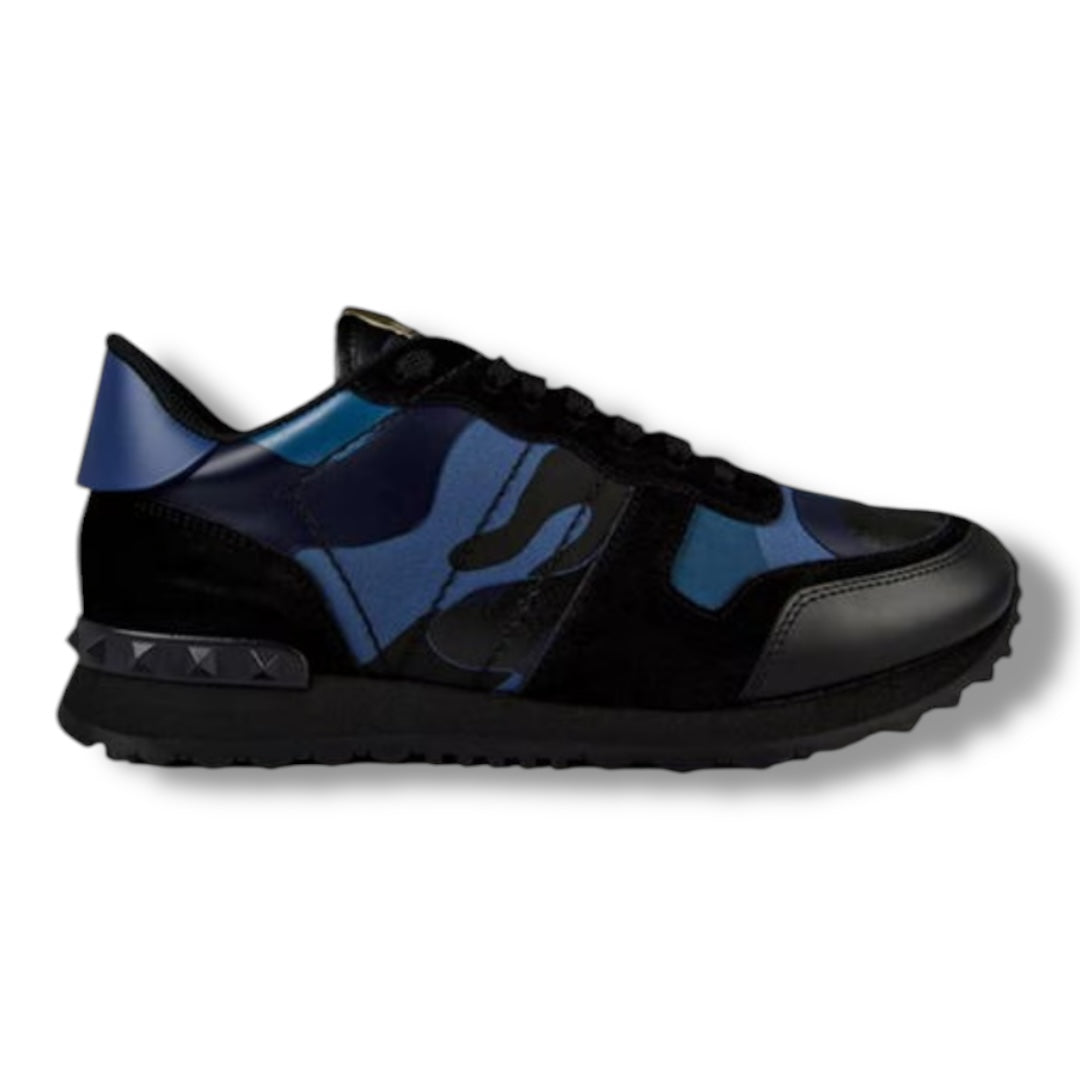 VALENTINO ROCKRUNNER STUD TRAINERS BLUE - BLACK