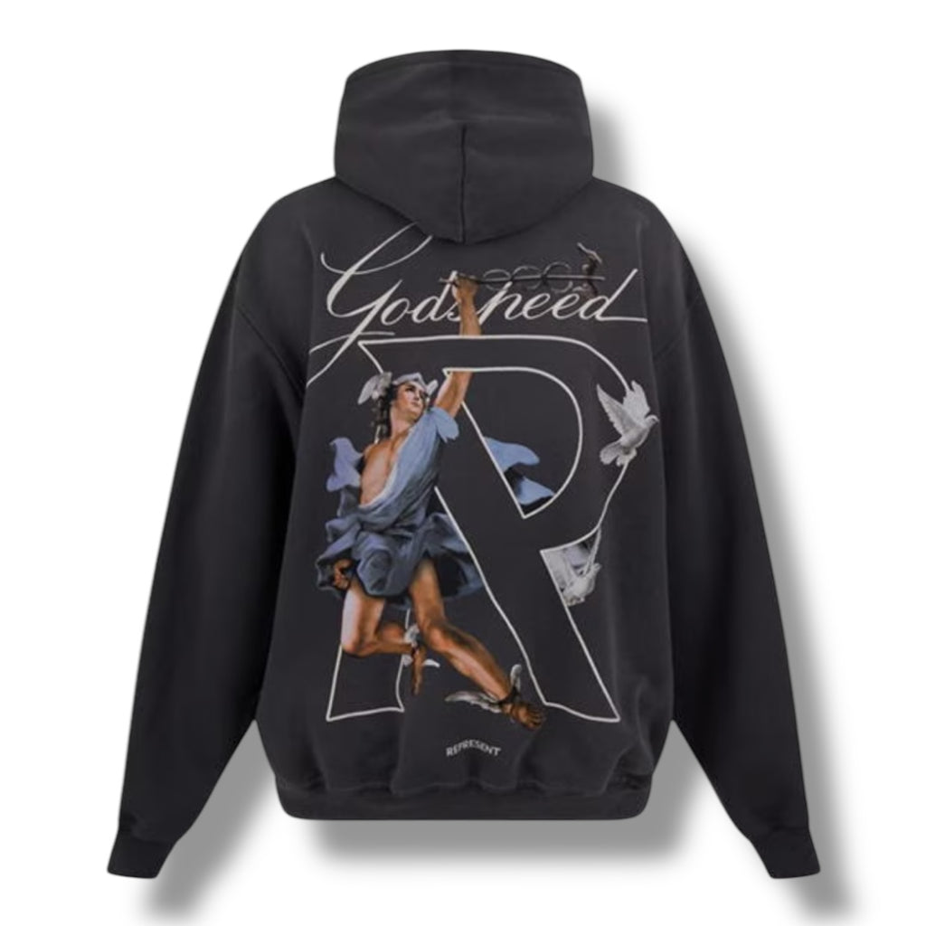 REPRESENT HERMES OTTH HOODIE WASHED BLACK