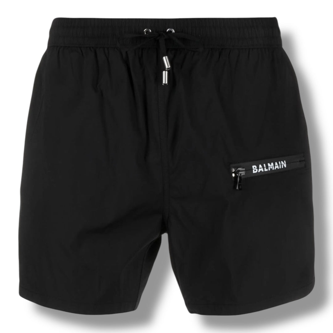 BALMAIN ZIP SWIM SHORTS BLACK