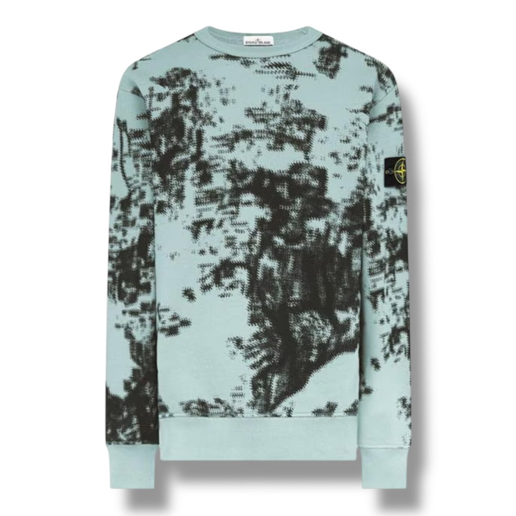 STONE ISLAND CREWNECK SWEATSHIRT CAMO GRIGIO BLUE