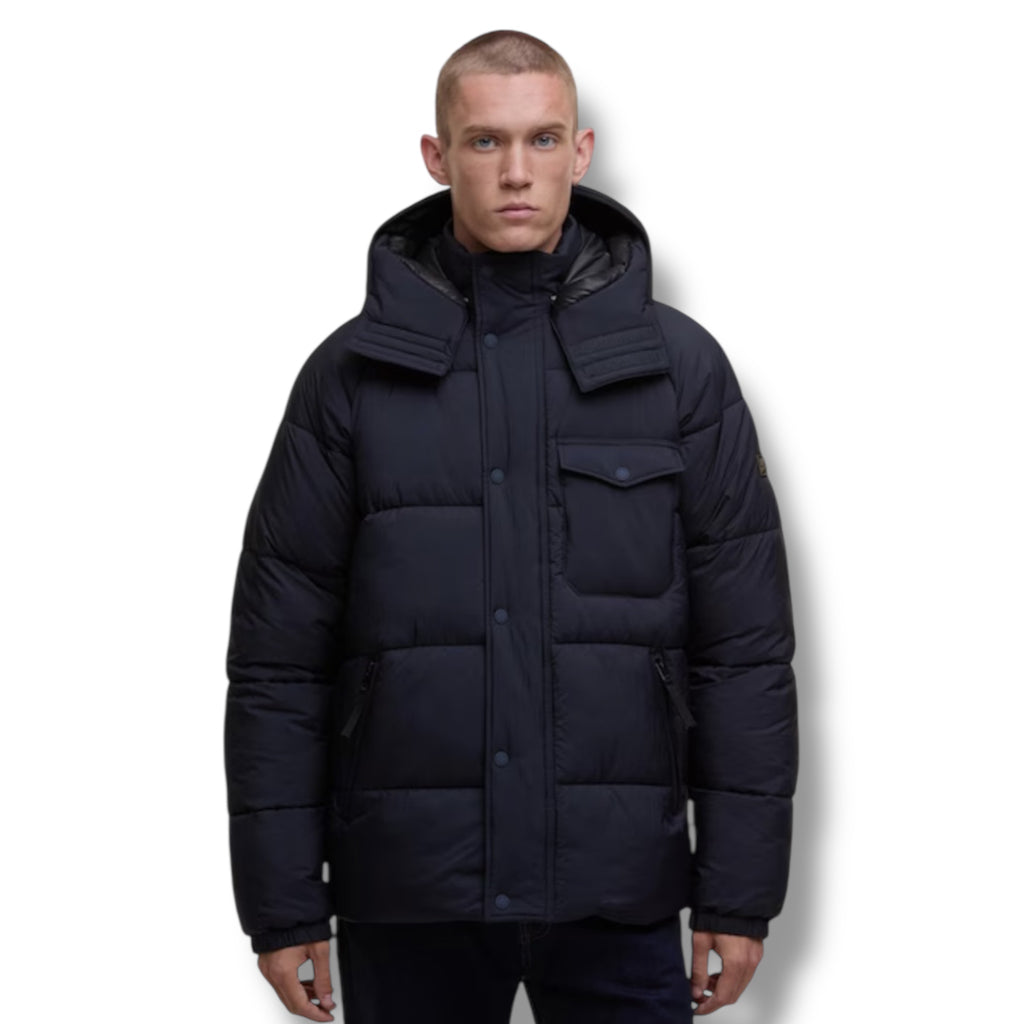 BARBOUR INTERNATIONAL HAZE HOODED PUFFER JACKET NAVY BLUE