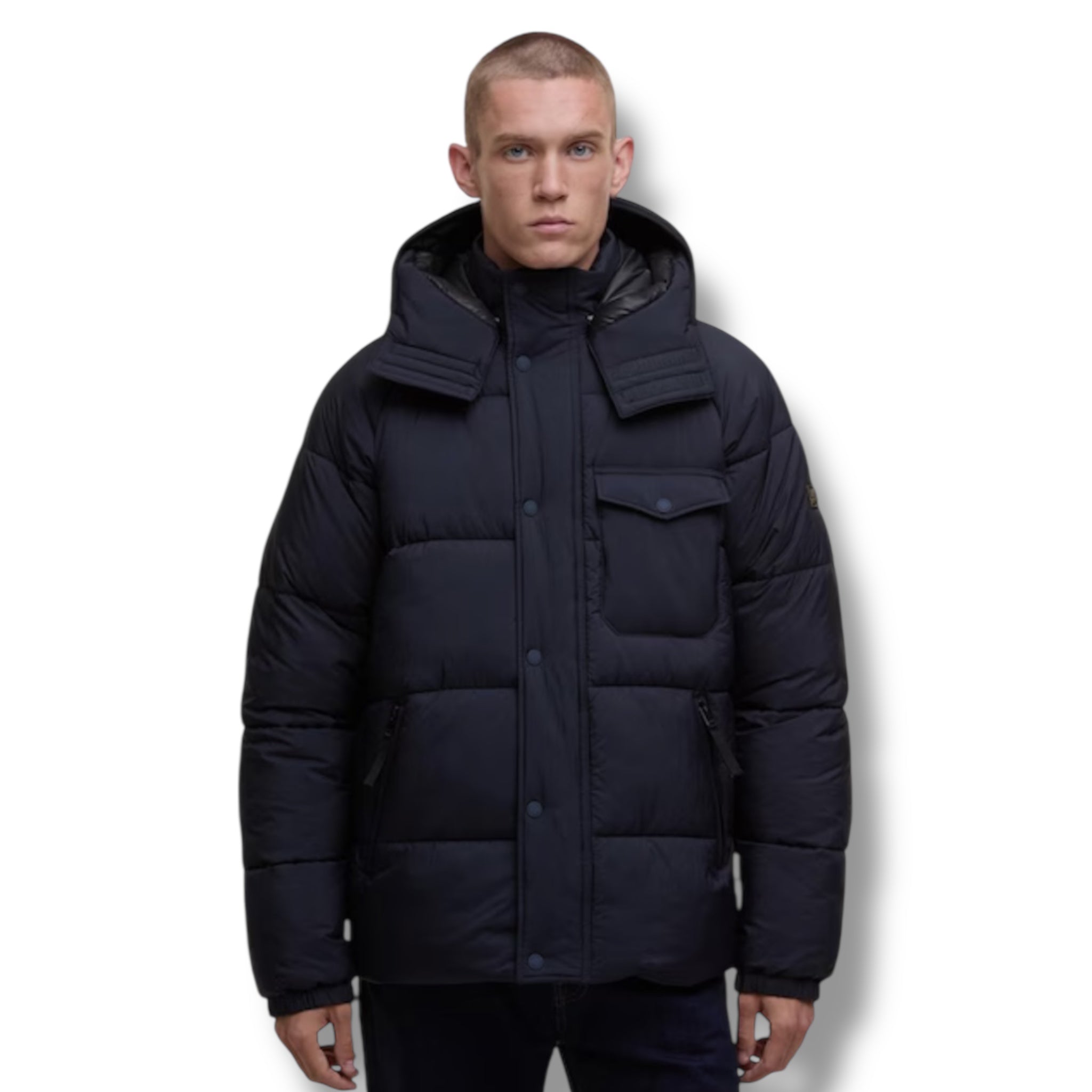 BARBOUR INTERNATIONAL HAZE HOODED PUFFER JACKET NAVY BLUE