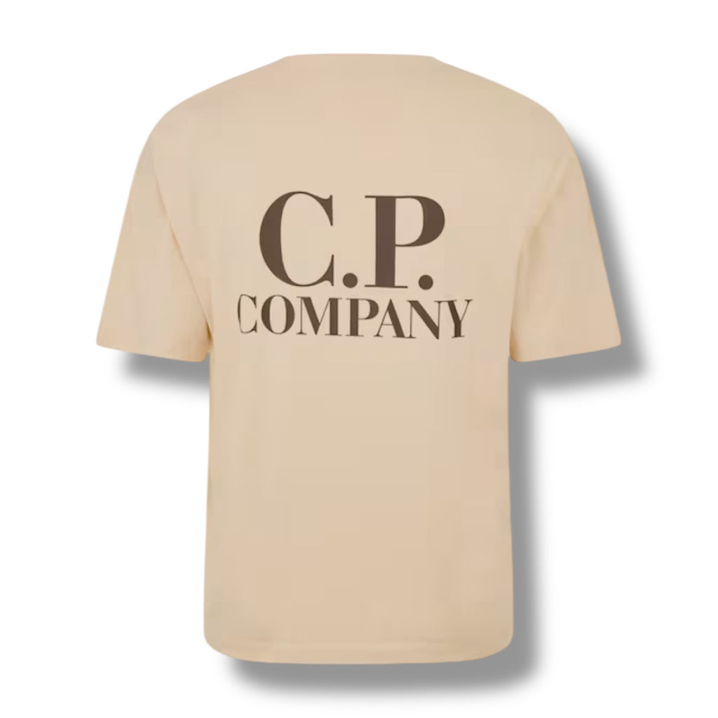 CP COMPANY DOUBLE LOGO T-SHIRT PISTACHIO BEIGE