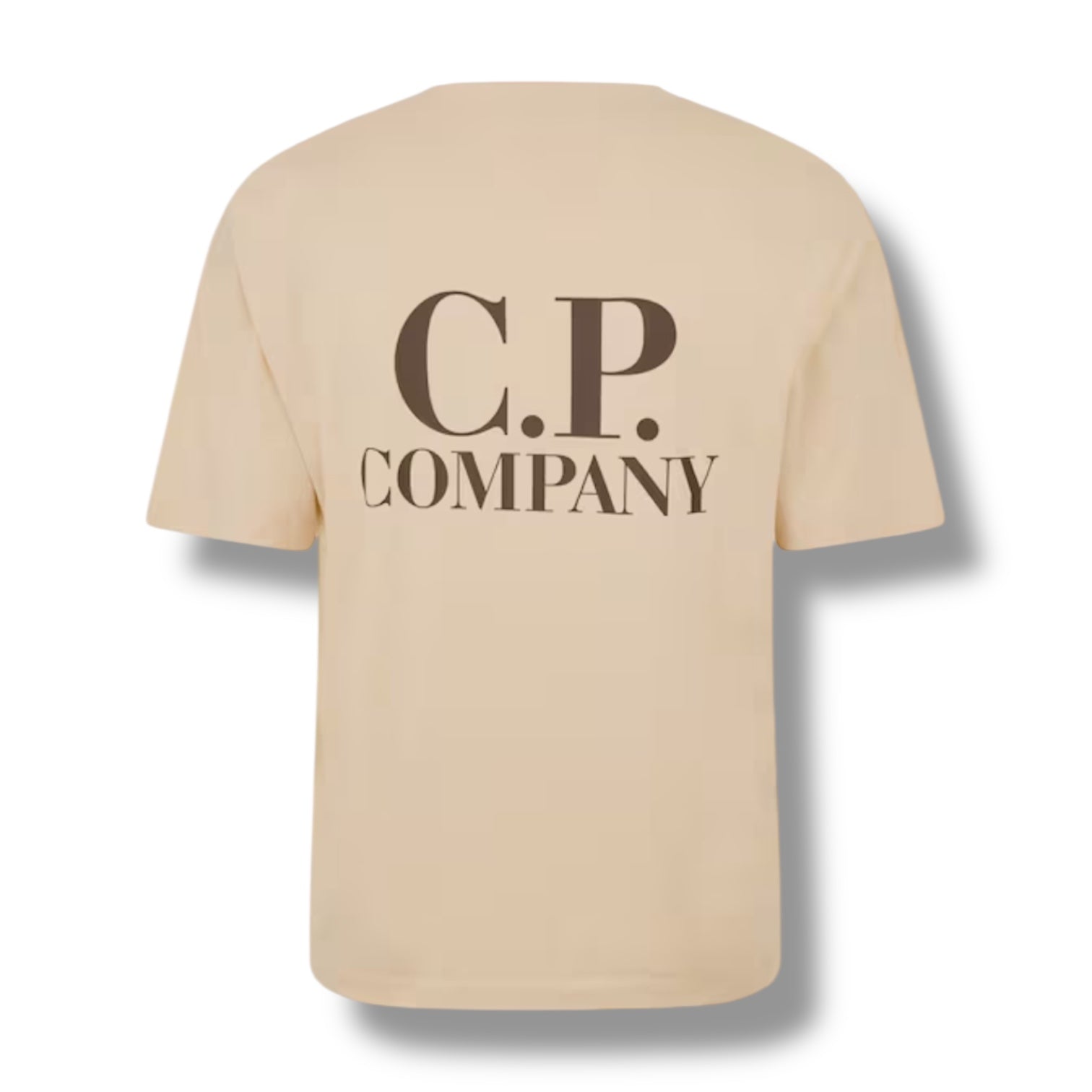 CP COMPANY DOUBLE LOGO T-SHIRT PISTACHIO BEIGE