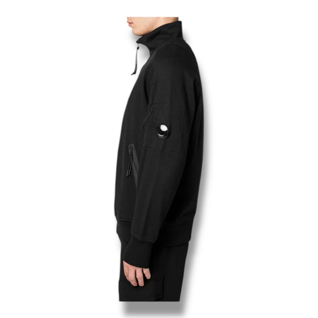 CP COMPANY LENS ARM 1/4 ZIP SWEATSHIRT BLACK