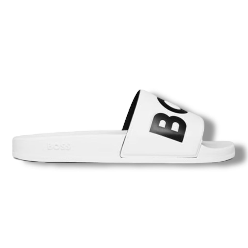 HUGO BOSS LOGO POOL SLIDERS WHITE