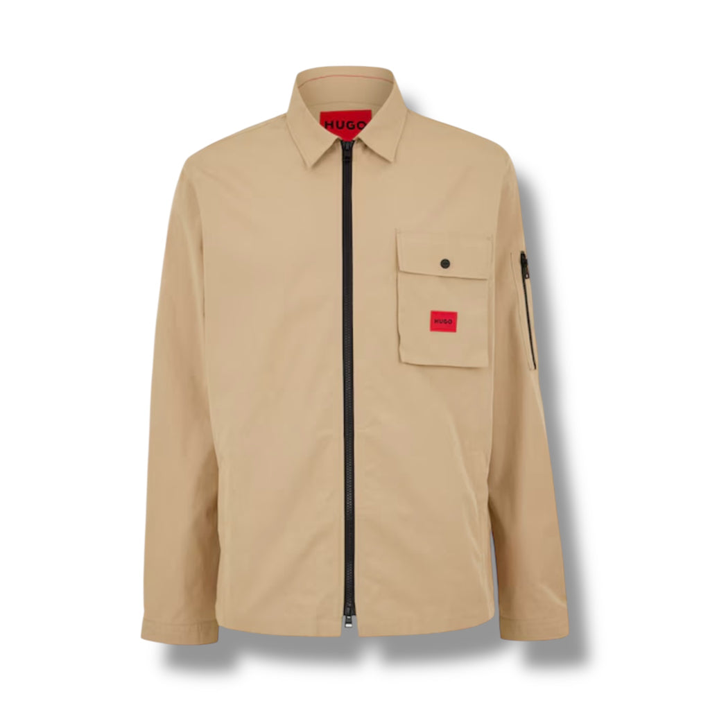 HUGO RED PATCH OVERSHIRT BEIGE
