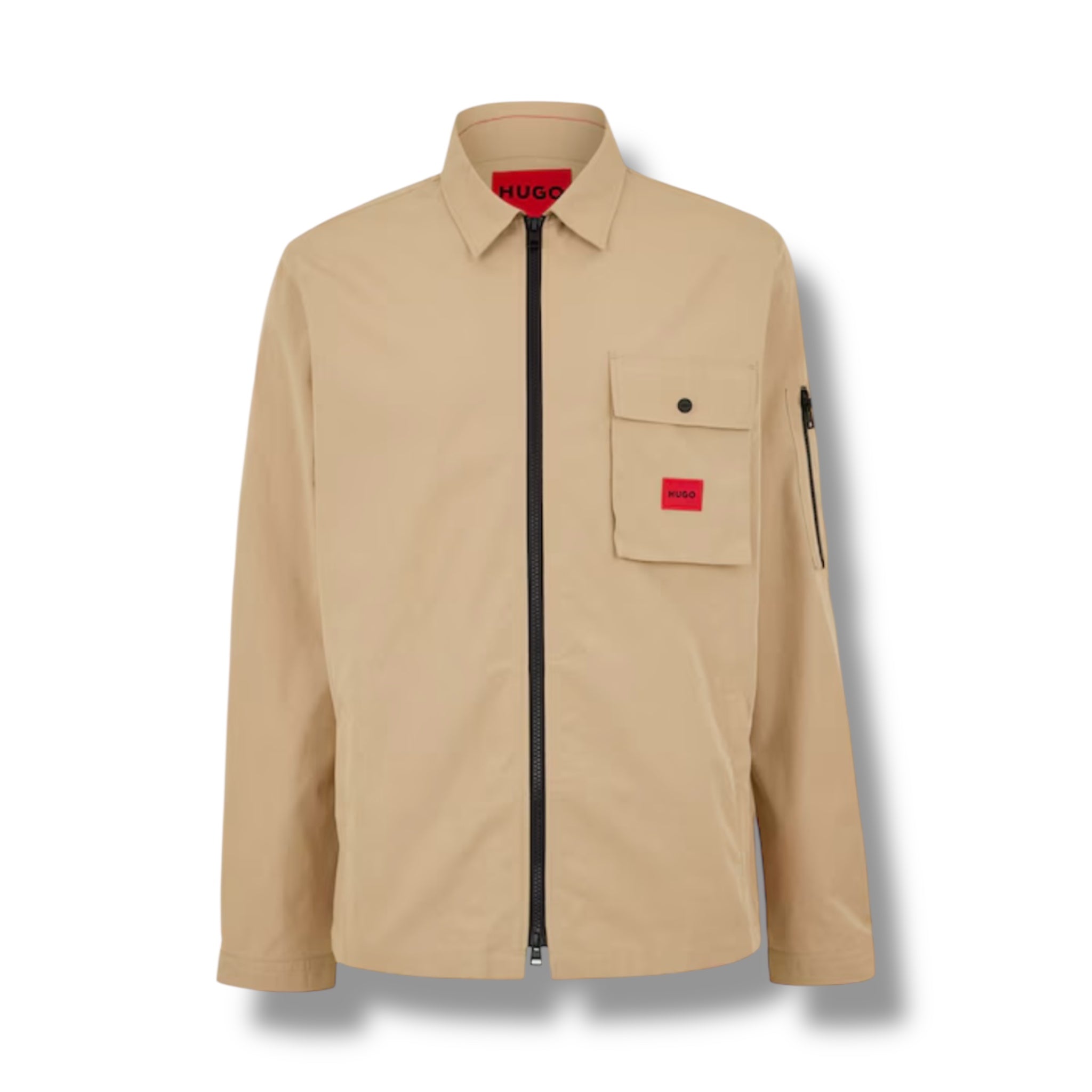 HUGO RED PATCH OVERSHIRT BEIGE