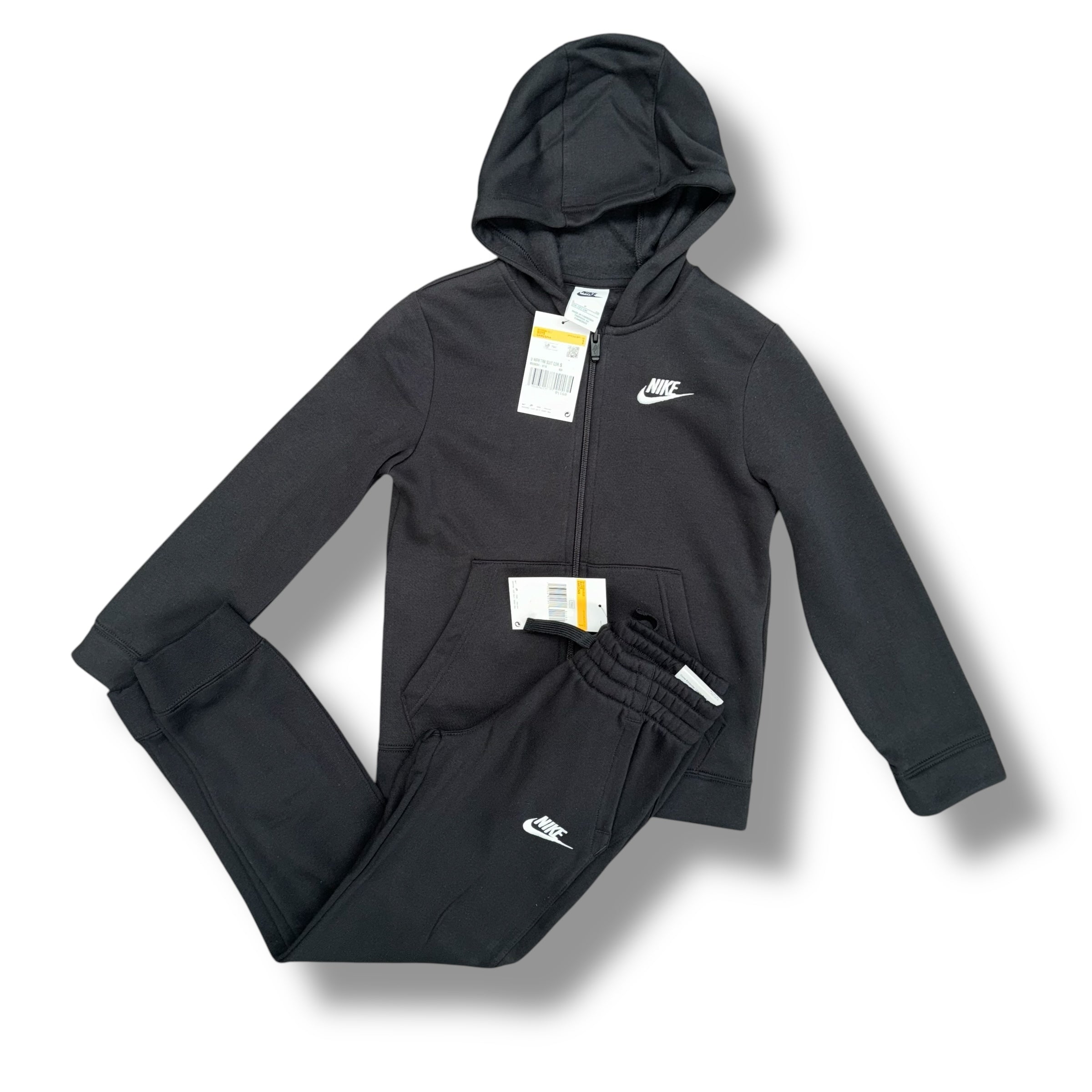 NIKE SPORTSWEAR HOODED ZIP UP FULL TRACKSUIT KIDS BLACK