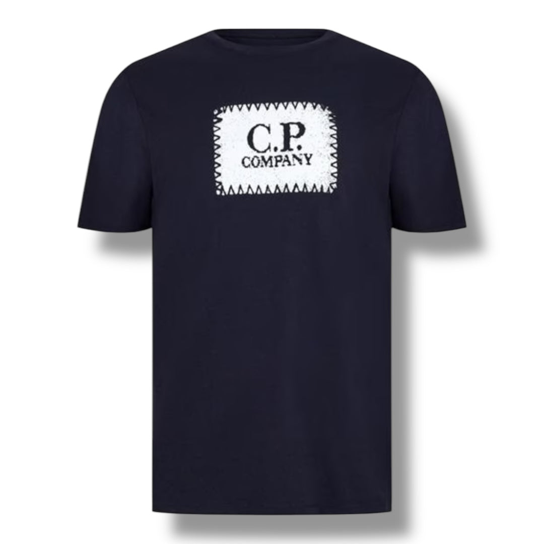 CP COMPANY STAMP LOGO T-SHIRT NAVY BLUE