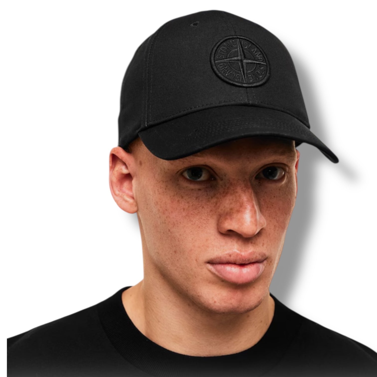 STONE ISLAND EMBROIDERED COMPASS BASEBALL CAP BLACK