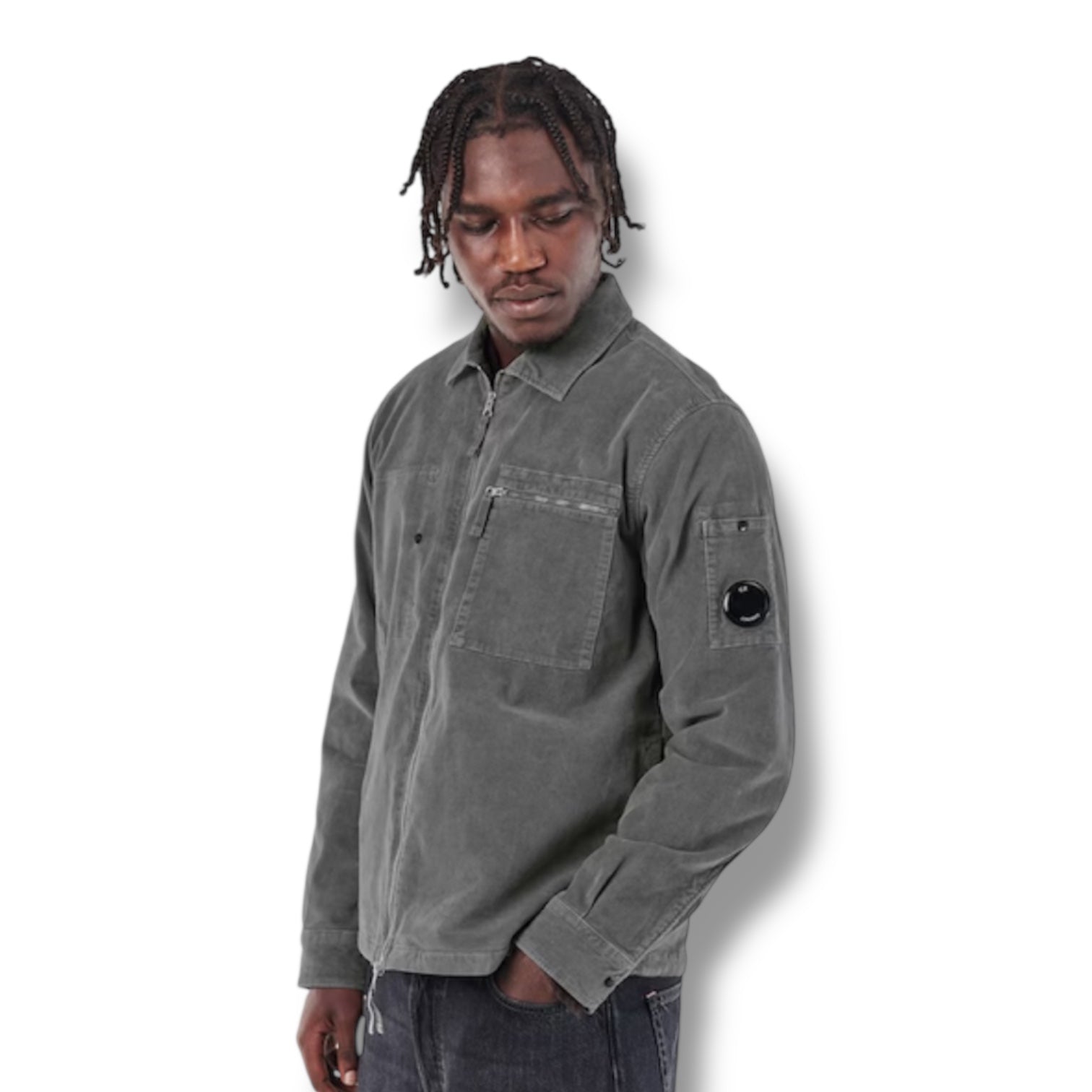 CP COMPANY LENS CORDUROY OVERSHIRT SHADOW GREY