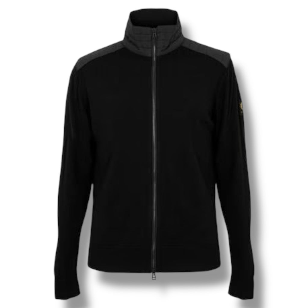 BELSTAFF KELBY ZIP UP CARDIGAN JUMPER BLACK