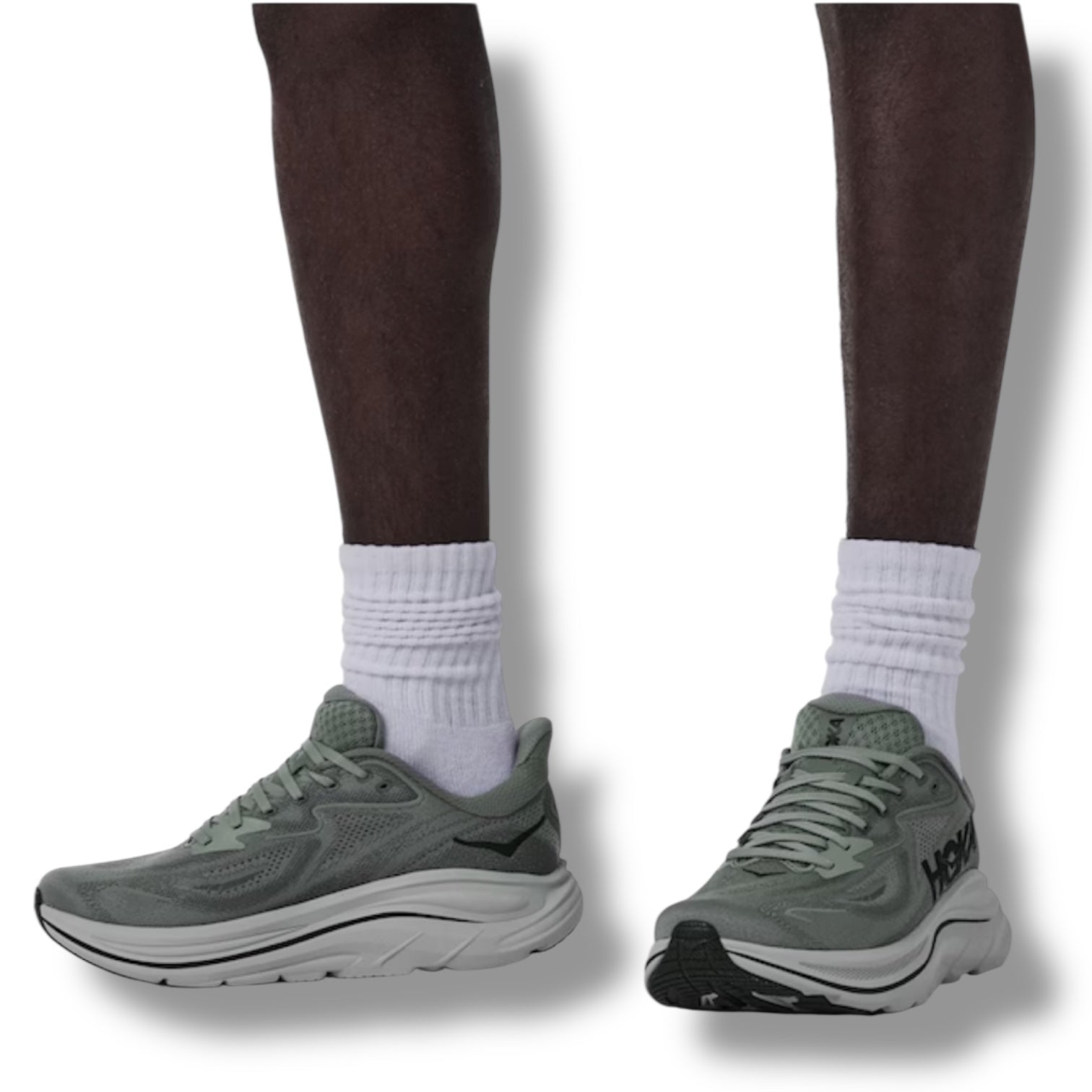 HOKA CLIFTON 10 RUNNING TRAINERS GREY