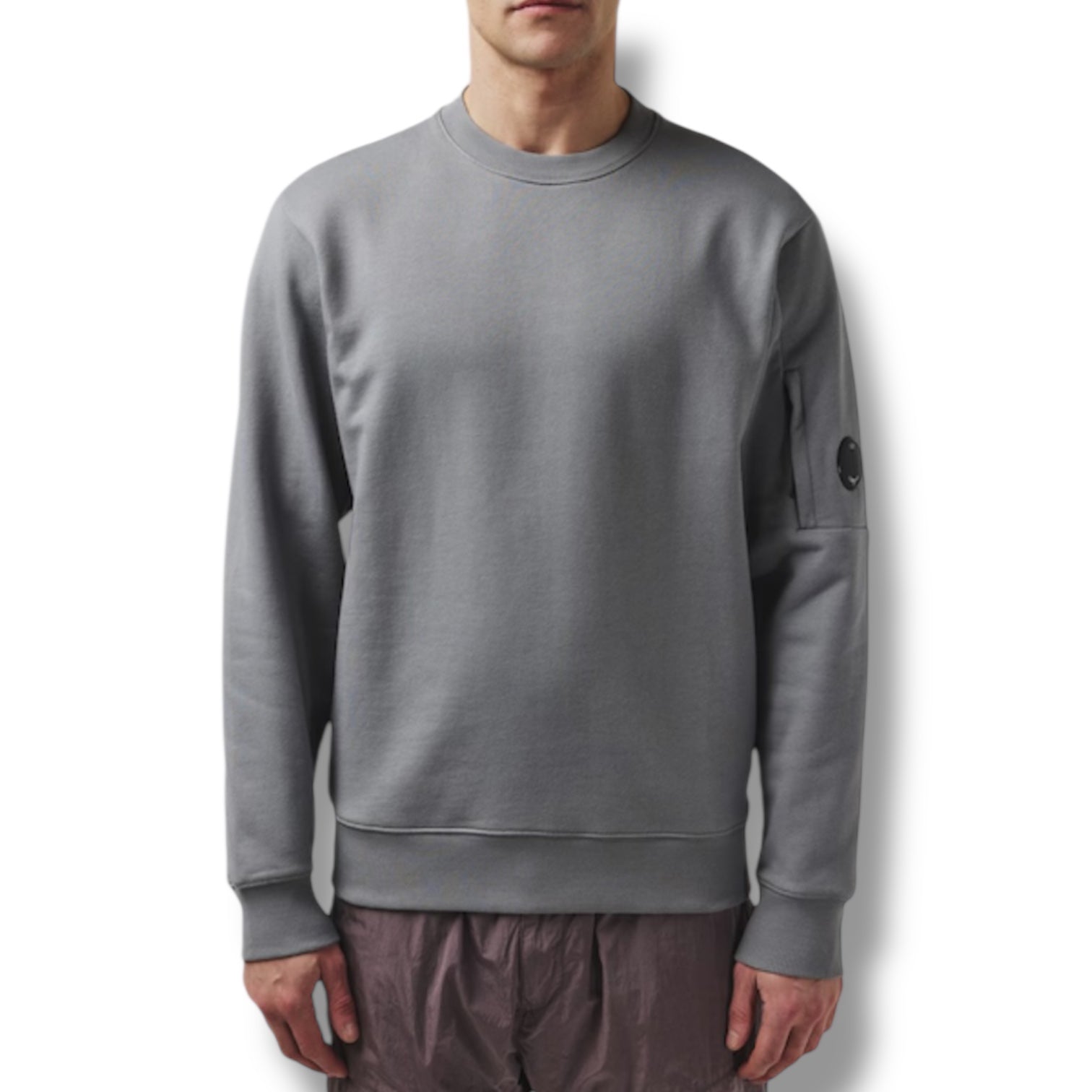 CP COMPANY LENS ARM CREWNECK SWEATSHIRT SHADOW GREY