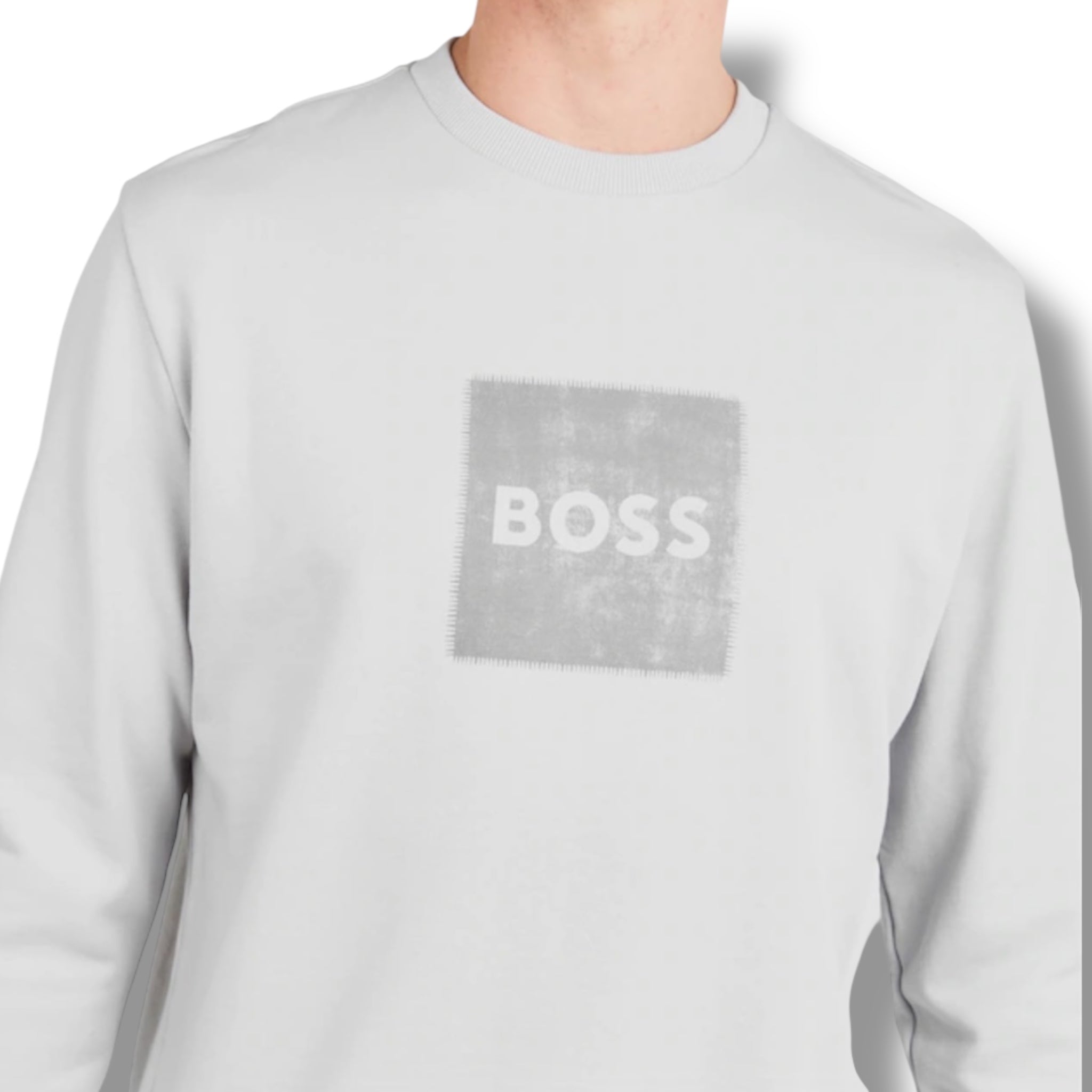 HUGO BOSS STAMP LOGO SWEATSHIRT LIGHT GREY