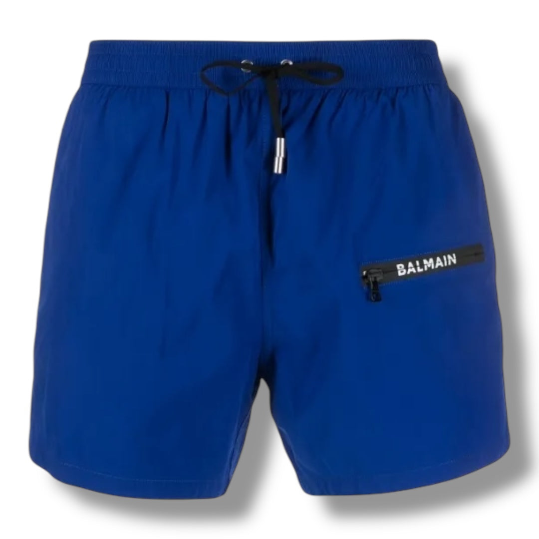 BALMAIN ZIP SWIM SHORTS BLUE