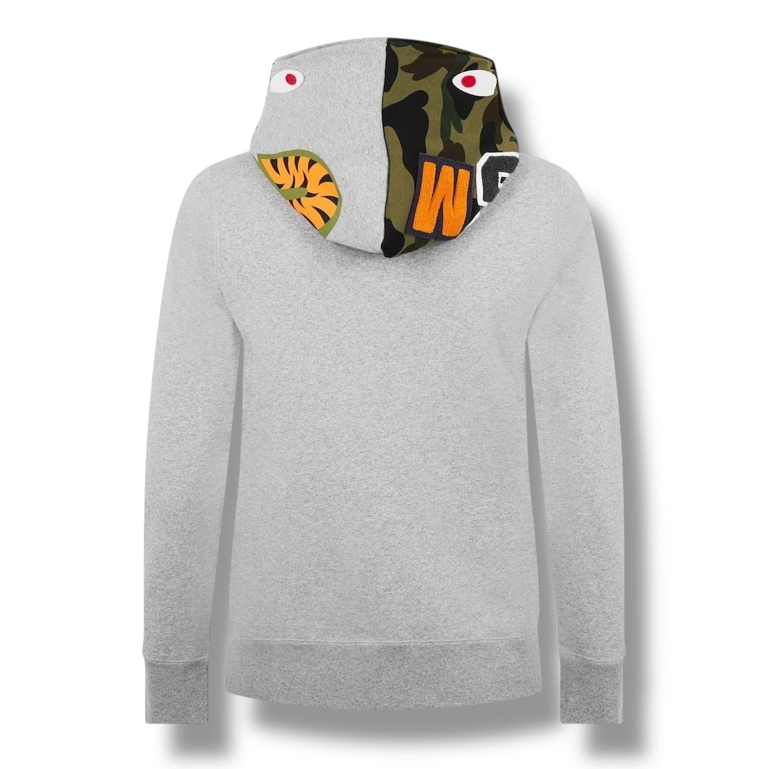 A BATHING APE BAPE SHARK HOOD ZIP UP HOODIE GREY