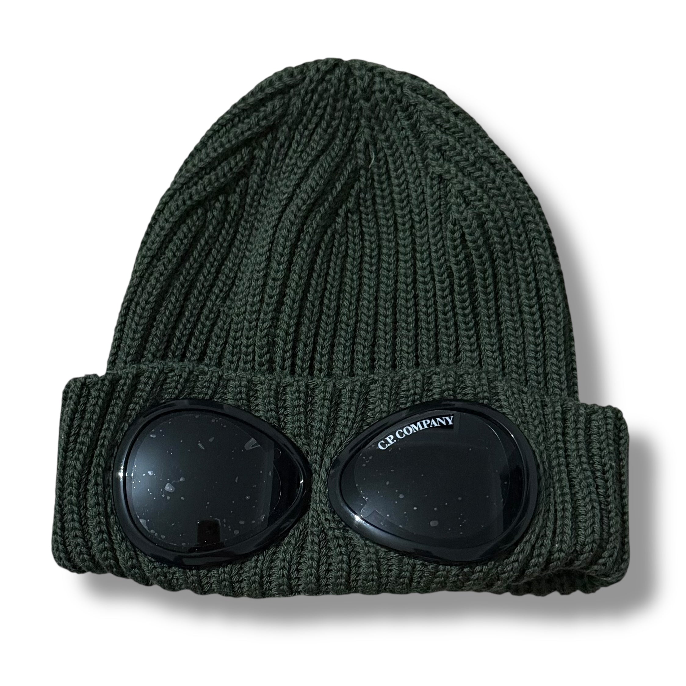 CP COMPANY GOGGLE BEANIE HAT KHAKI GREEN