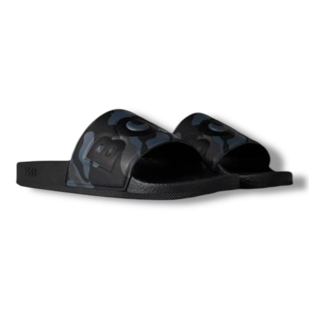 HUGO BOSS LOGO POOL SLIDERS BLACK CAMO
