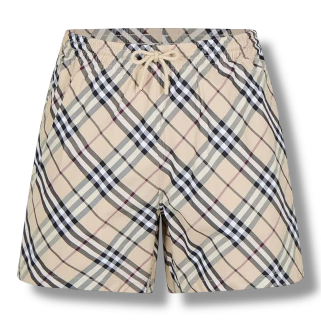 BURBERRY DIAG CHECK SWIM SHORTS LIGHT BEIGE