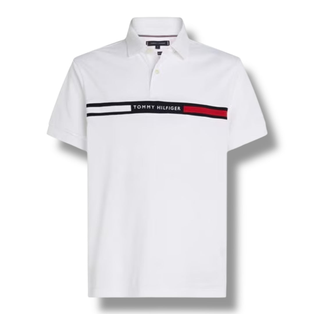 TOMMY HILFIGER CHEST FLAG POLO SHIRT WHITE