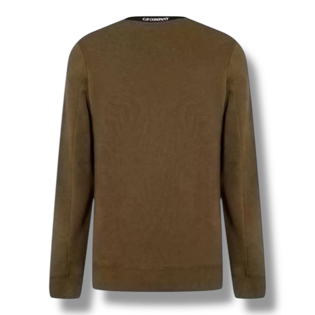CP COMPANY LENS ARM CREWNECK SWEATSHIRT IVY GREEN