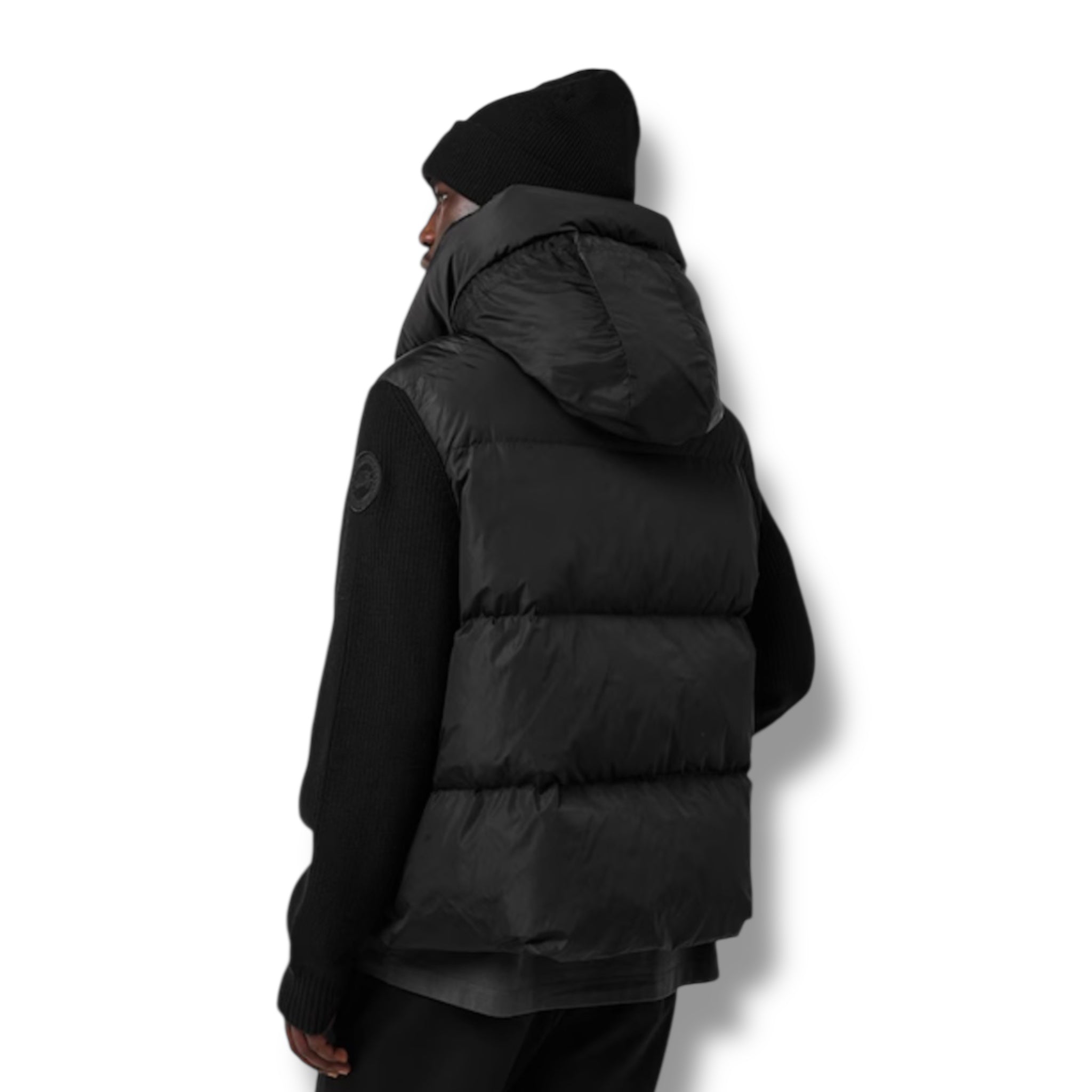 CANADA GOOSE HYBRID KNIT HOODED JACKET BLACK