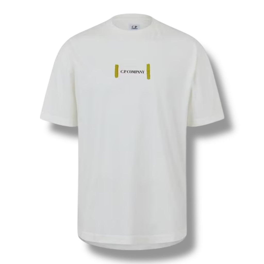 CP COMPANY ETCH BACK LOGO T-SHIRT WHITE