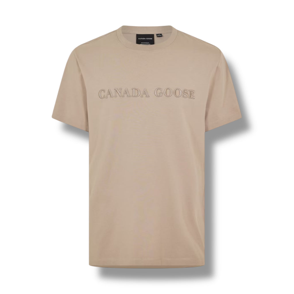 CANADA GOOSE EMBROIDERED LOGO T-SHIRT BEIGE