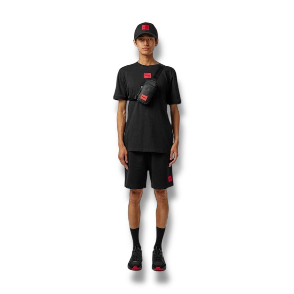 HUGO BOSS HUGO RED PATCH T-SHIRT & JERSEY SHORTS SET BLACK