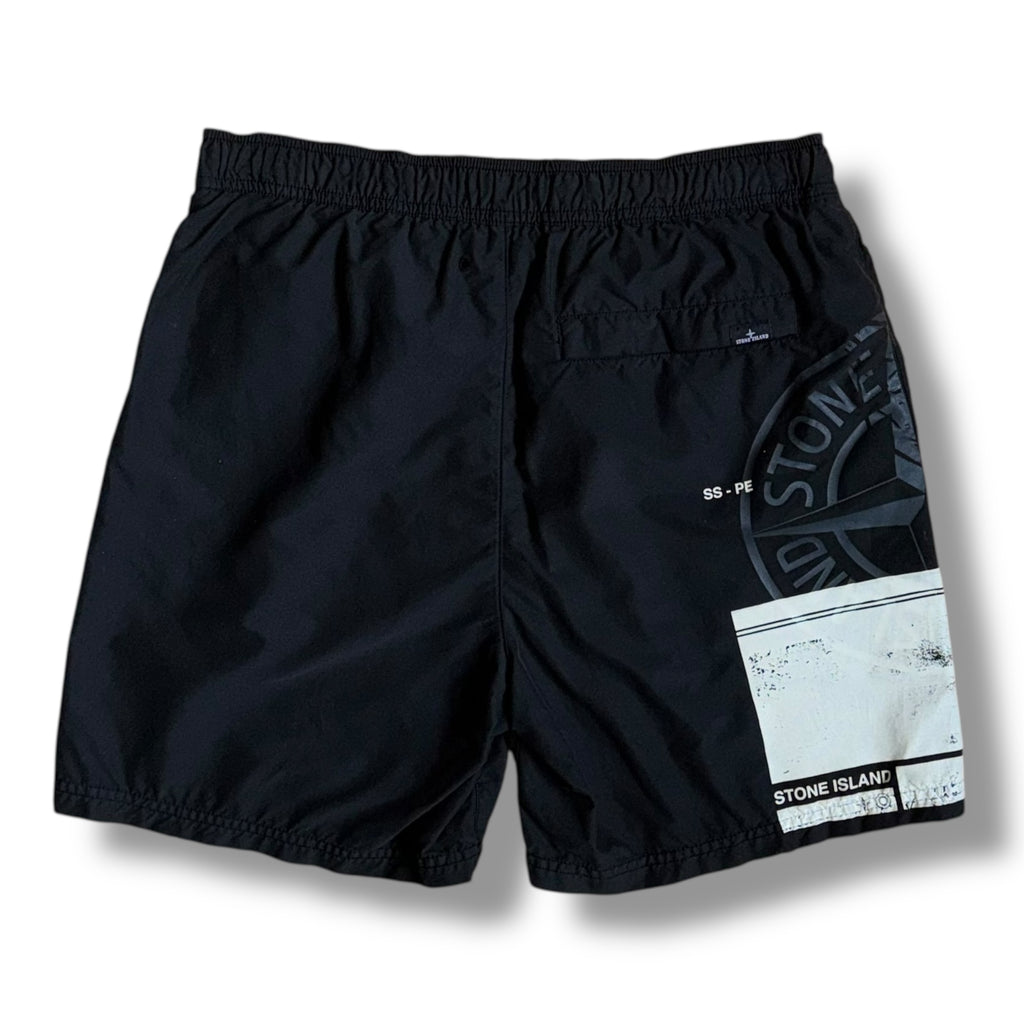 STONE ISLAND BIG LOGO SWIM SHORTS BLACK