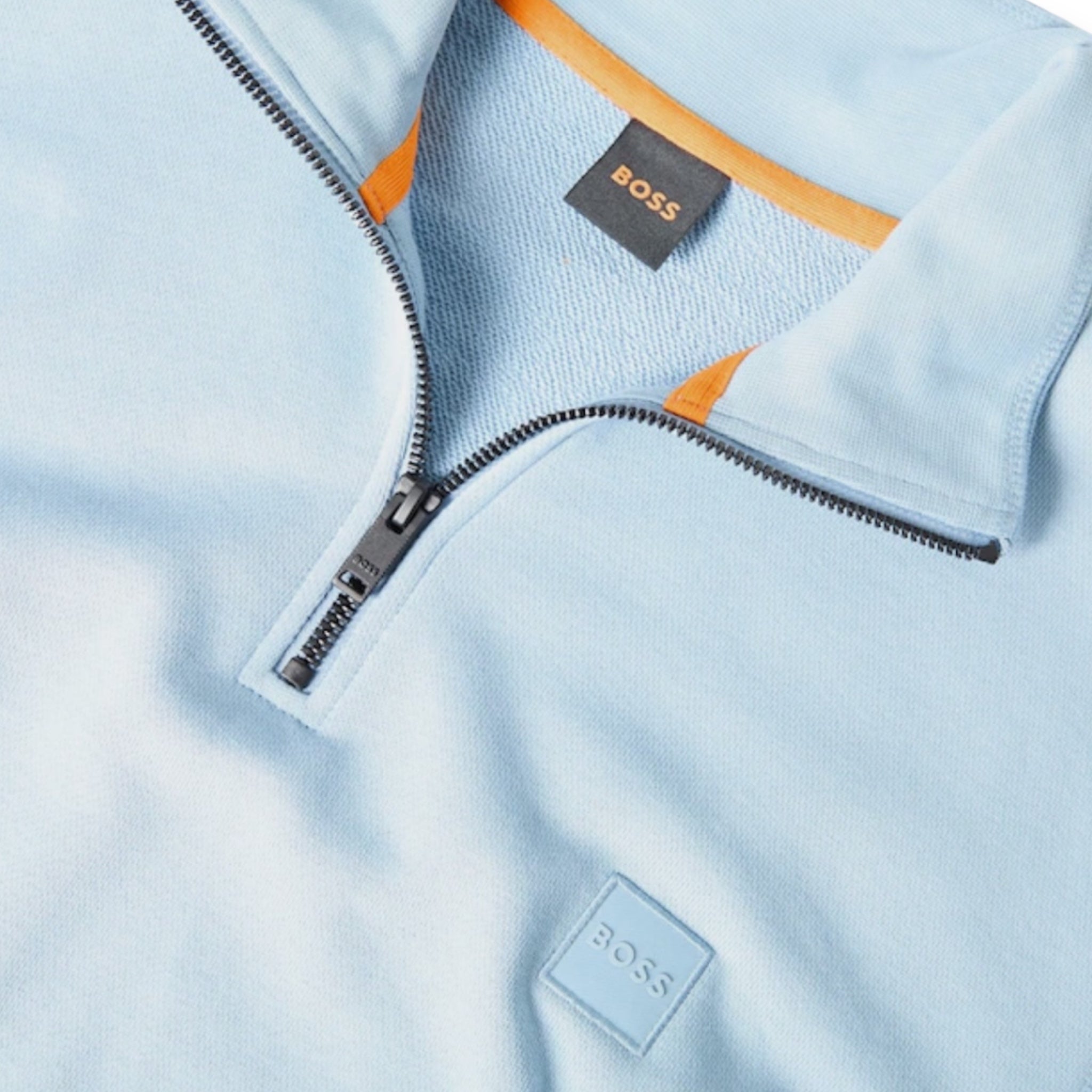 HUGO BOSS PATCH LOGO 1/4 ZIP SWEATSHIRT SKY BLUE