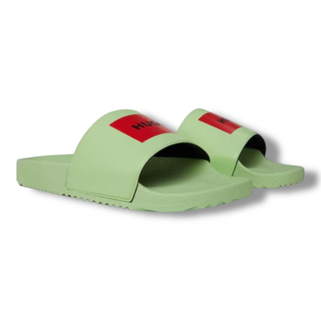HUGO RED PATCH POOL SLIDERS GREEN