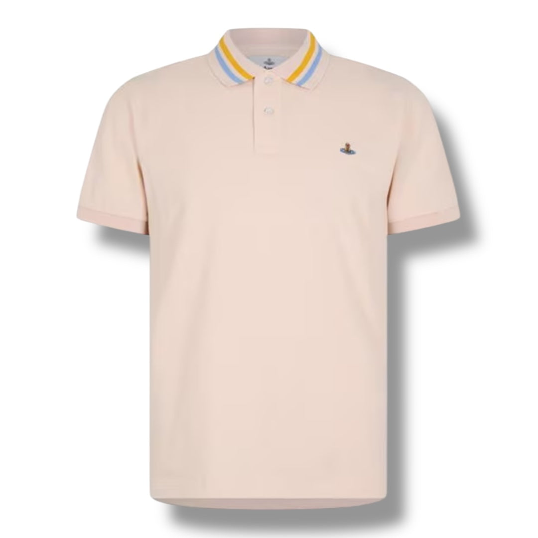 VIVIENNE WESTWOOD STRIPE COLLAR POLO SHIRT PINK