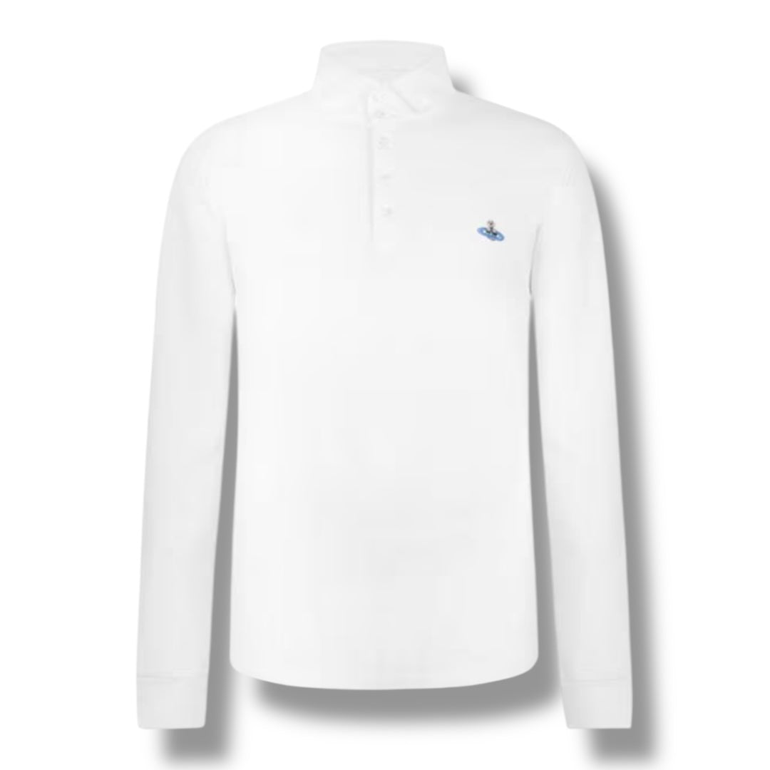 VIVIENNE WESTWOOD LONG SLEEVED COLLAR POLO SHIRT WHITE